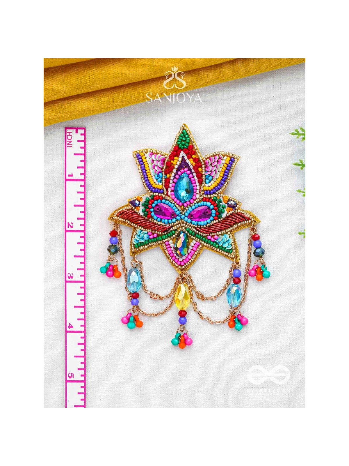 Karnika- The Lovely Lotus- Stones, Sequins and Resham Embroidered Statement Earrings