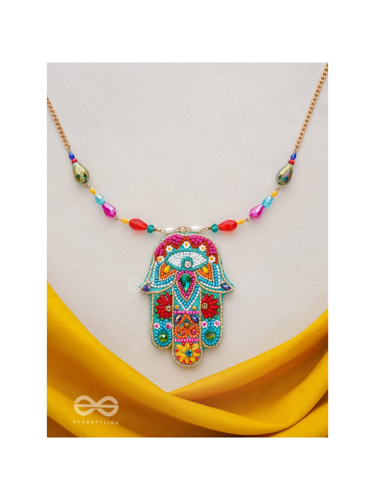 Hiranyapani- The Glorious Hand- Stones, Sequins and Resham Embroidered Necklace