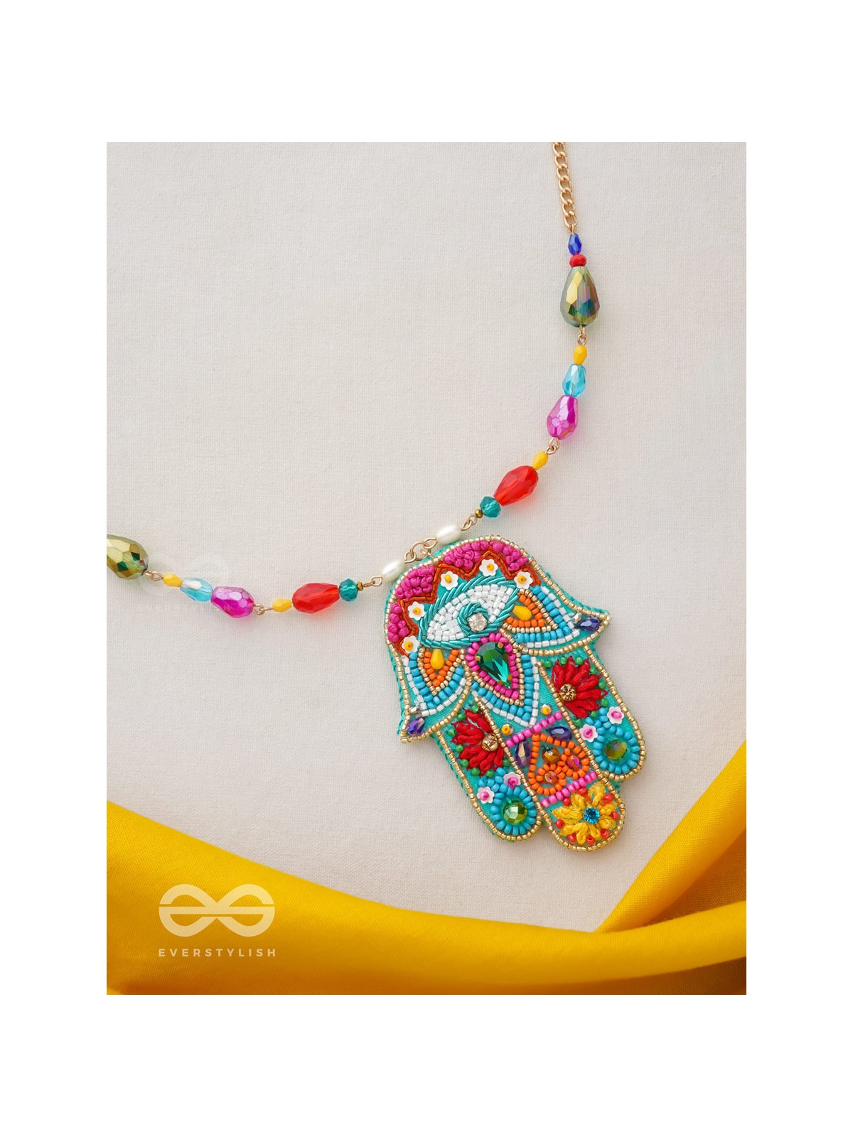 Hiranyapani- The Glorious Hand- Stones, Sequins and Resham Embroidered Necklace