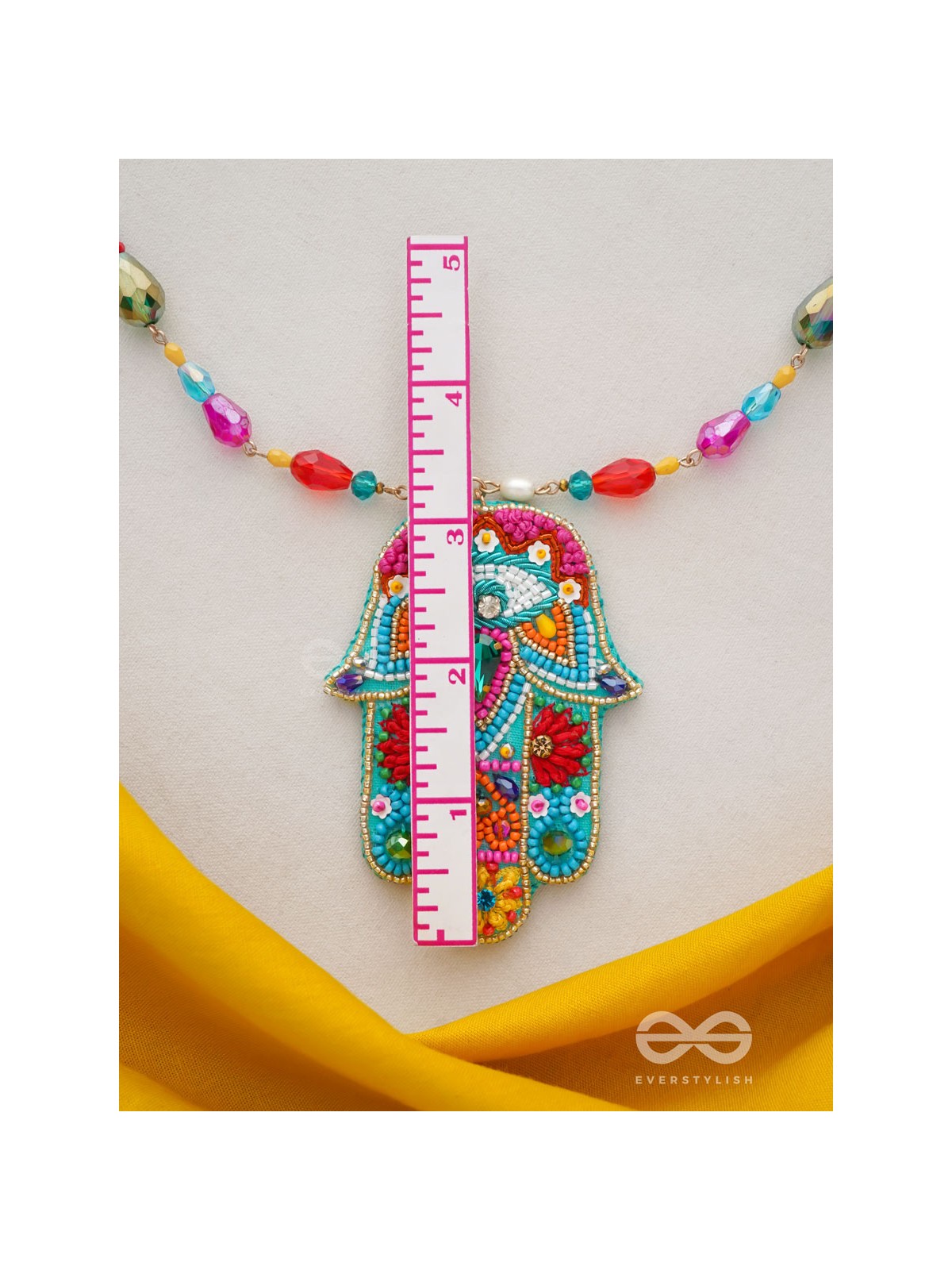 Hiranyapani- The Glorious Hand- Stones, Sequins and Resham Embroidered Necklace