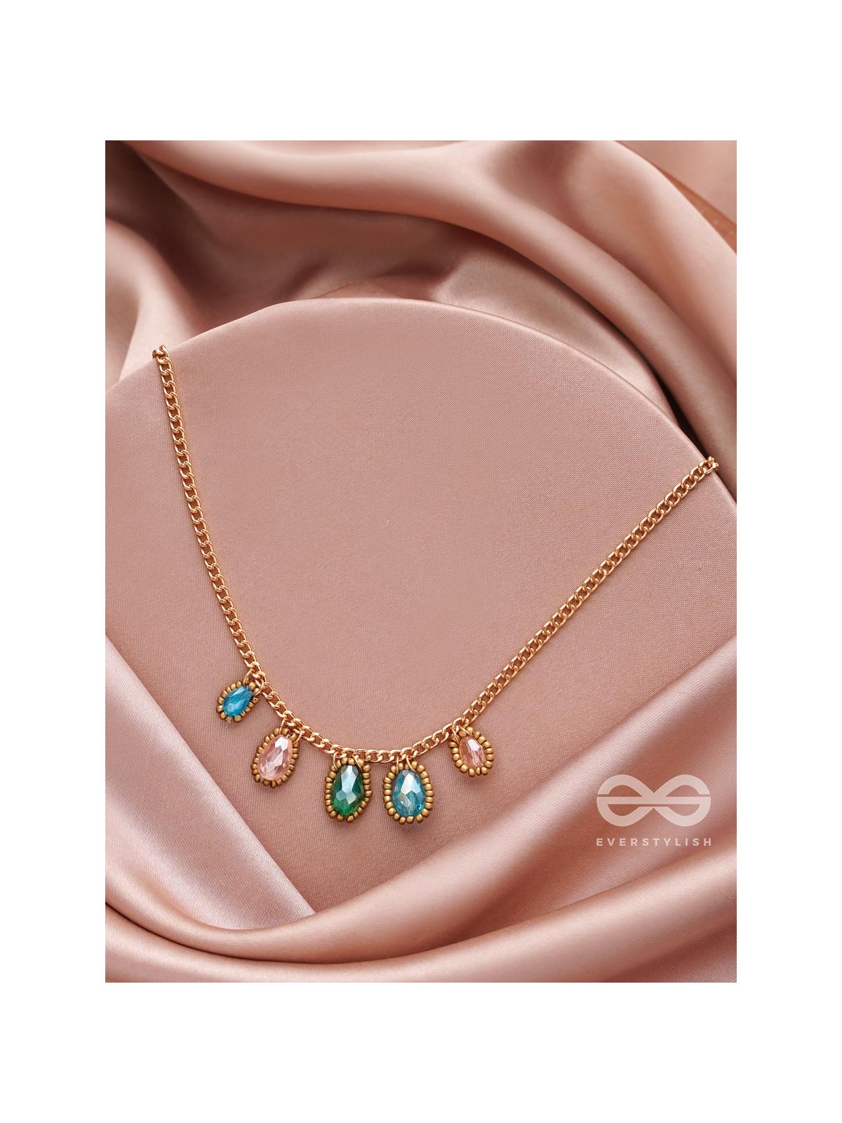 The Shining Stars- Golden Embellished Necklace With Anti-Tarnish Coating 