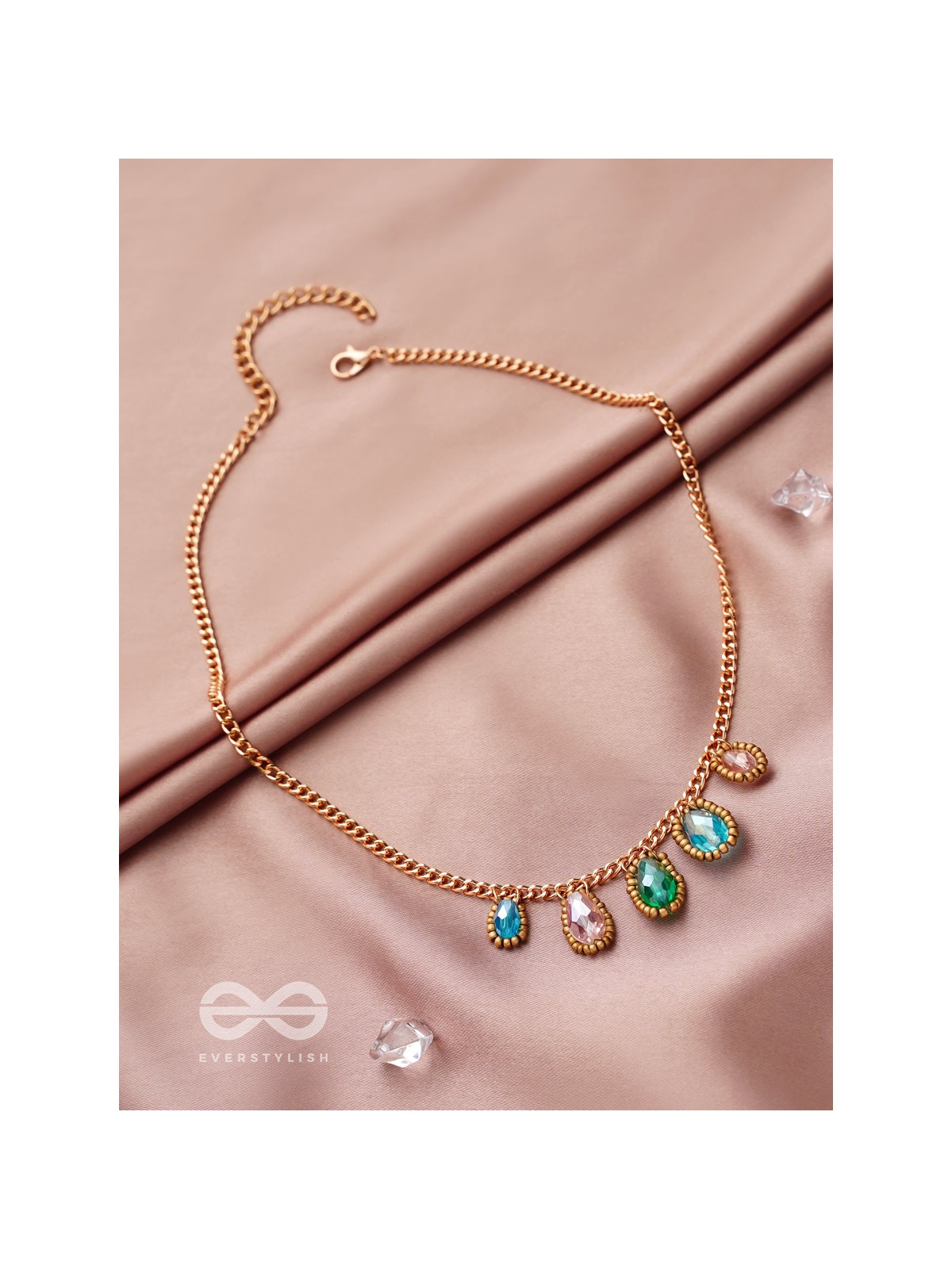 The Shining Stars- Golden Embellished Necklace With Anti-Tarnish Coating 