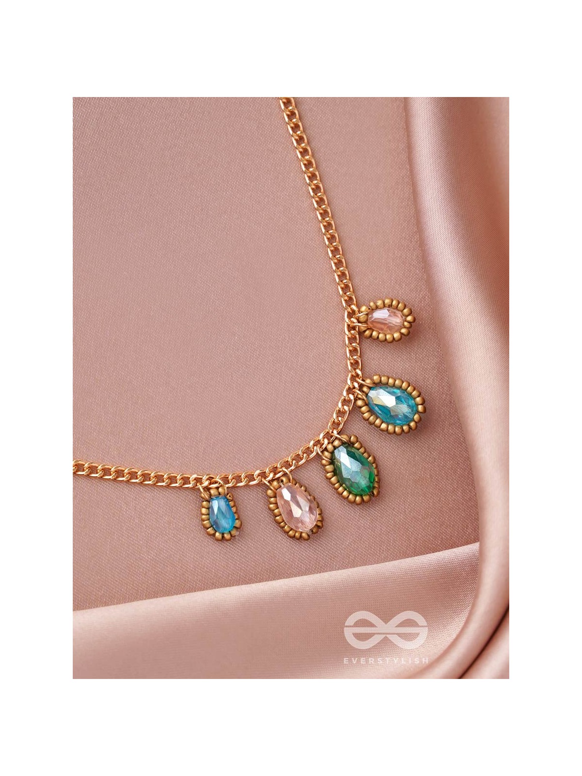 The Shining Stars- Golden Embellished Necklace With Anti-Tarnish Coating 