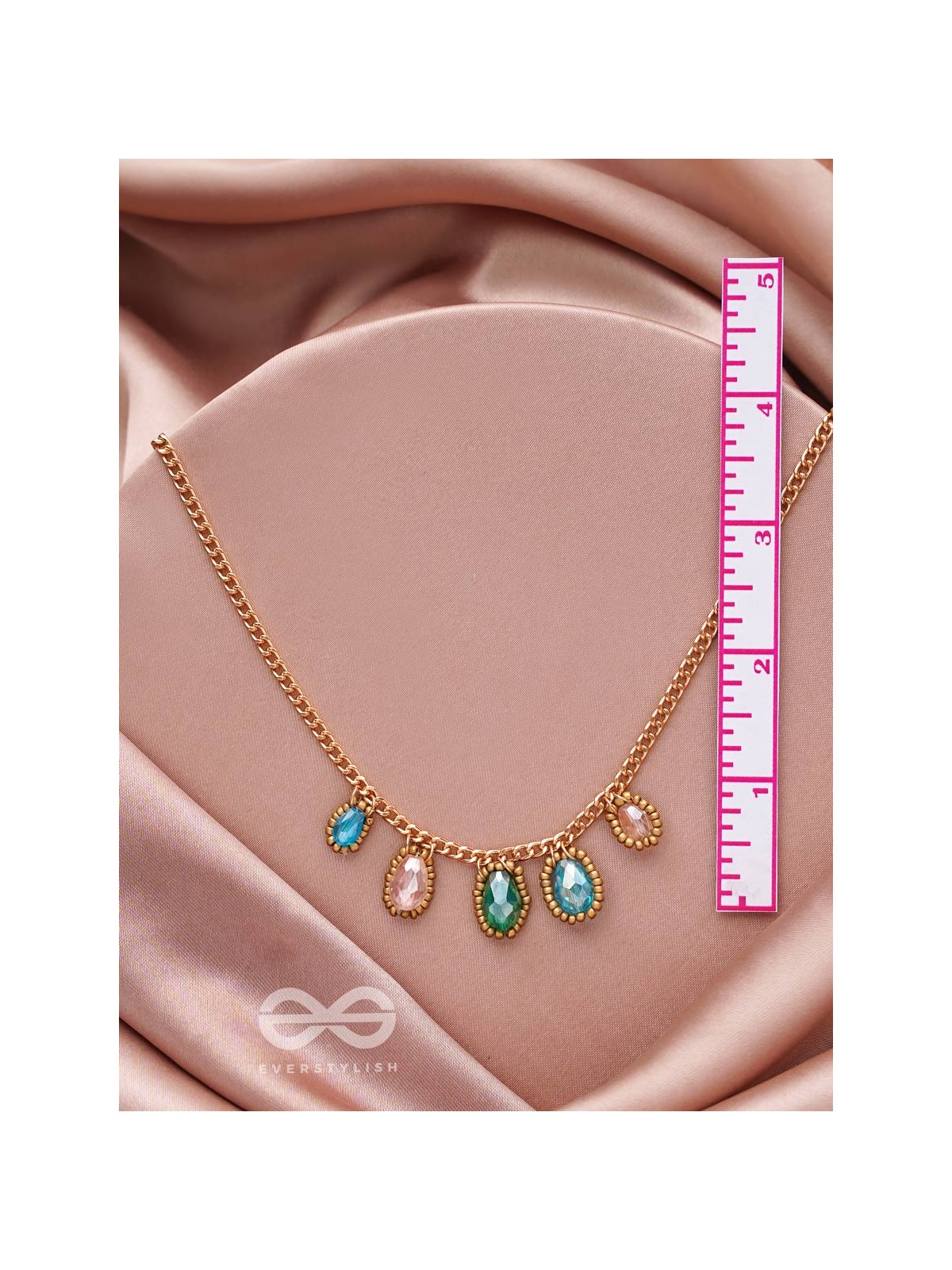 The Shining Stars- Golden Embellished Necklace With Anti-Tarnish Coating 