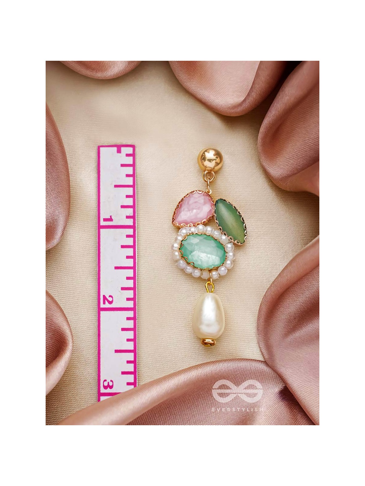 Rose n Petals- Golden Embellished Earrings