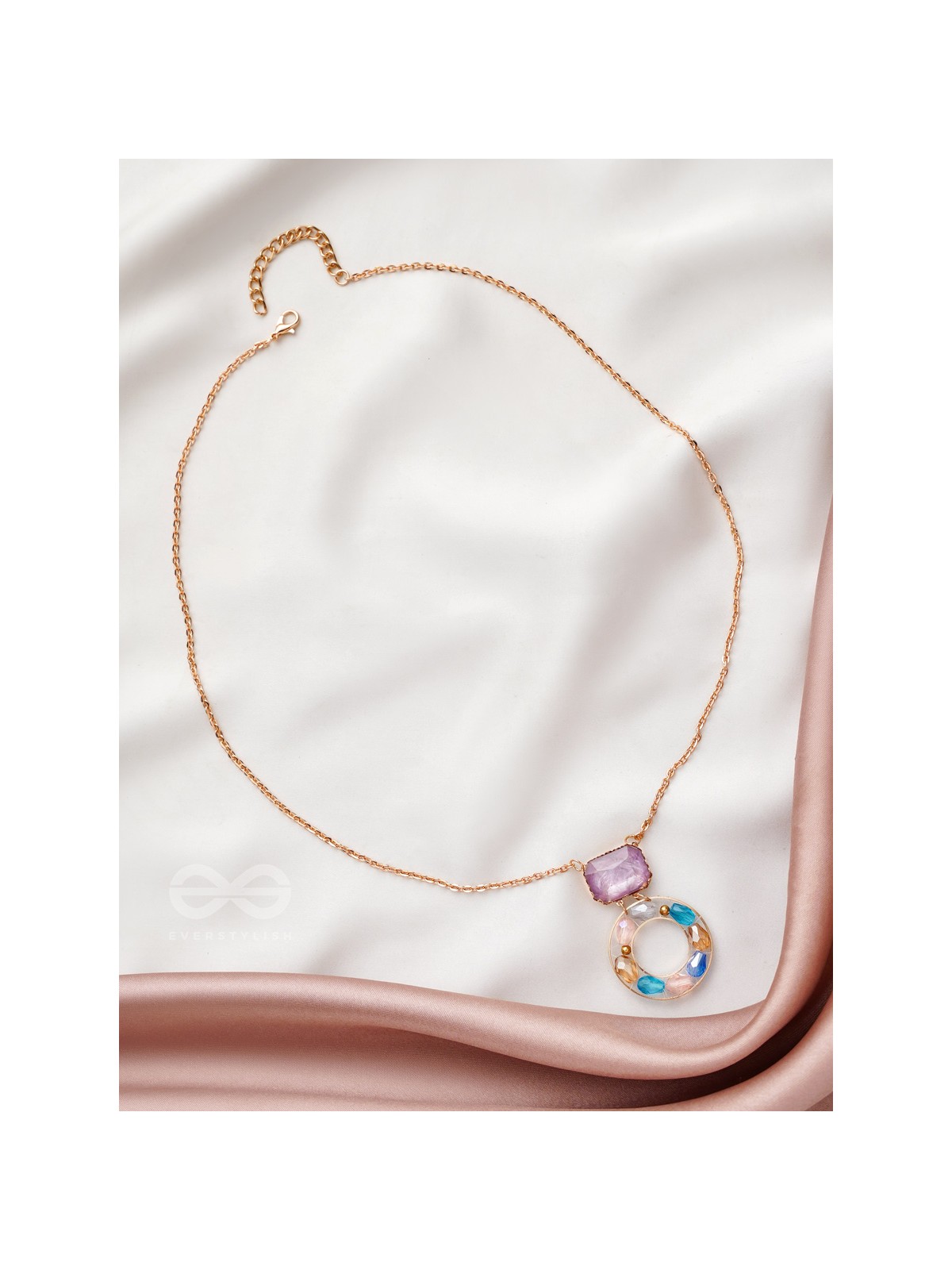 The Pebble Path- Golden Embellished Necklace With Anti-Tarnish Coating 