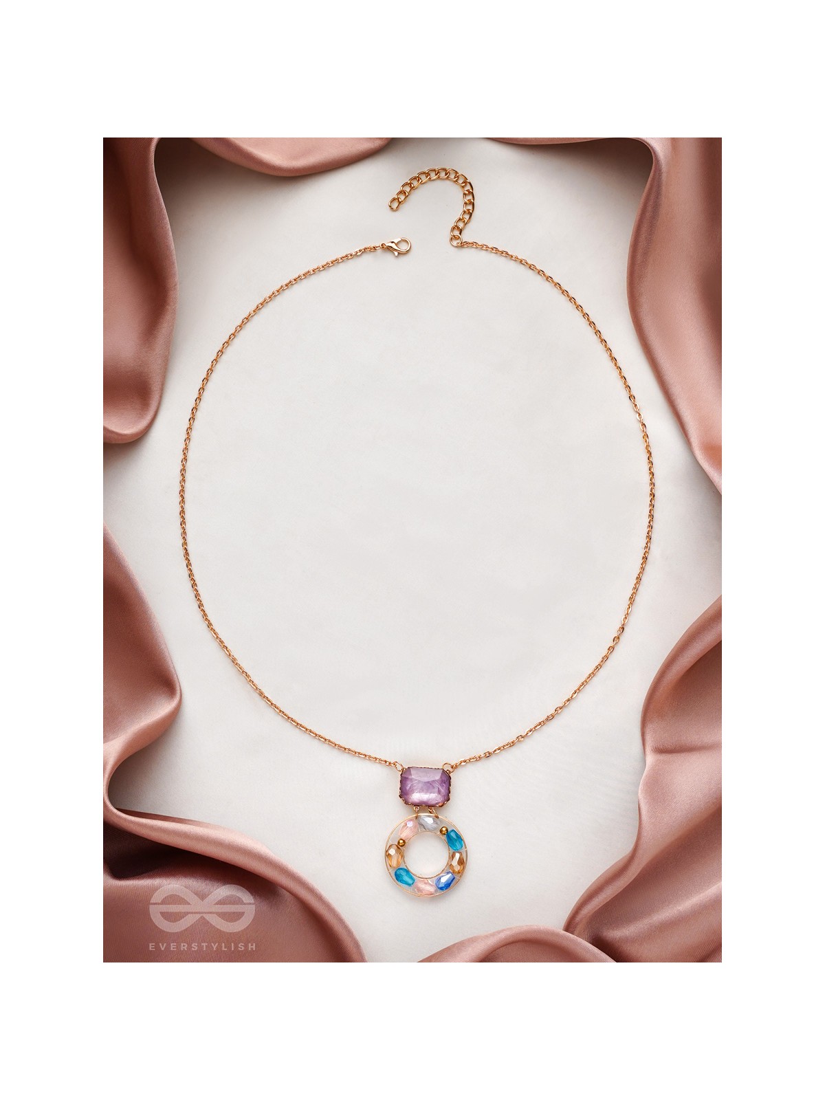 The Pebble Path- Golden Embellished Necklace With Anti-Tarnish Coating 