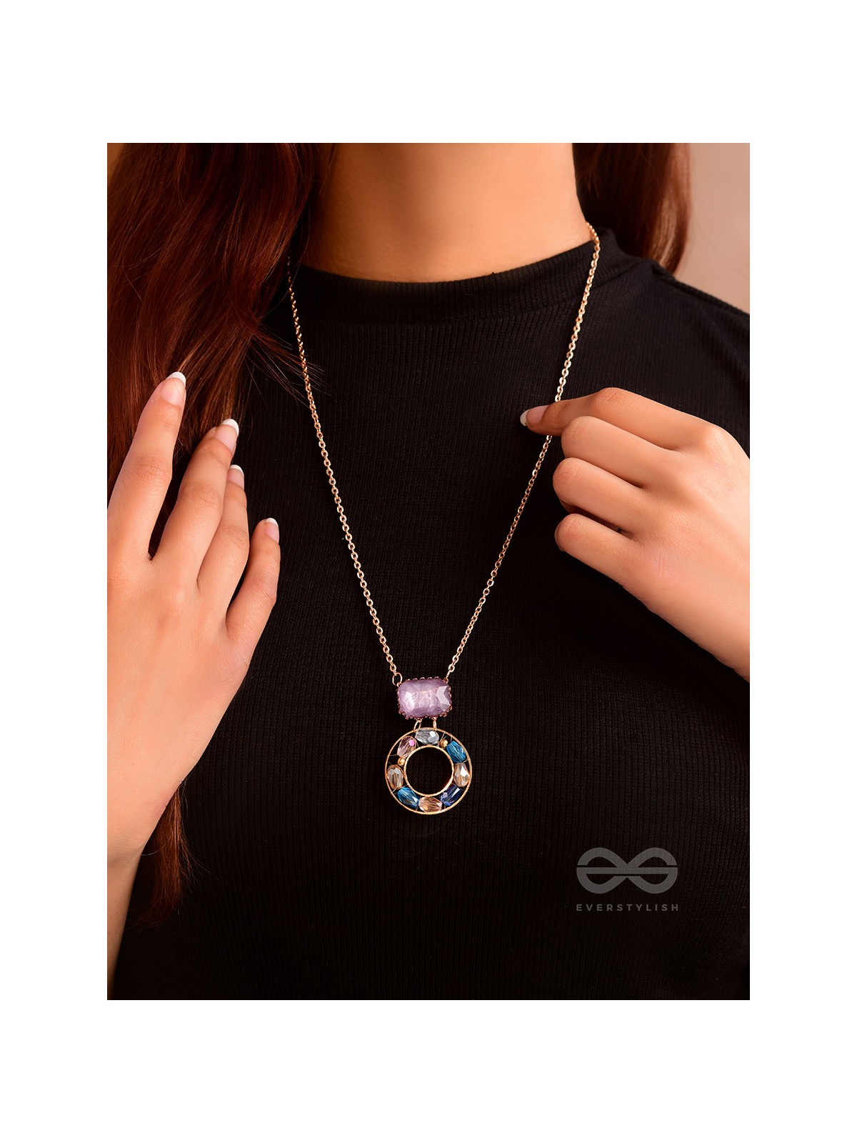 The Pebble Path- Golden Embellished Necklace With Anti-Tarnish Coating 