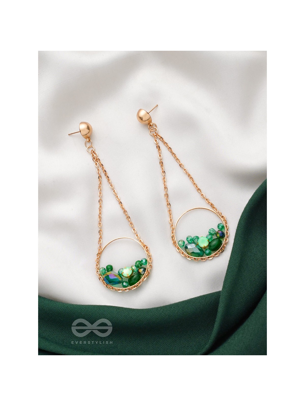The Ocean Bed- Golden Embellished Earrings
