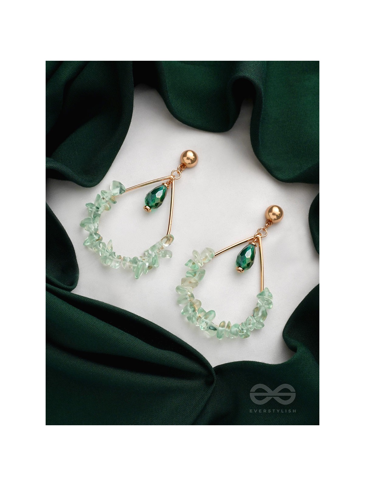 The Frosted Forest- Golden Embellished Earrings