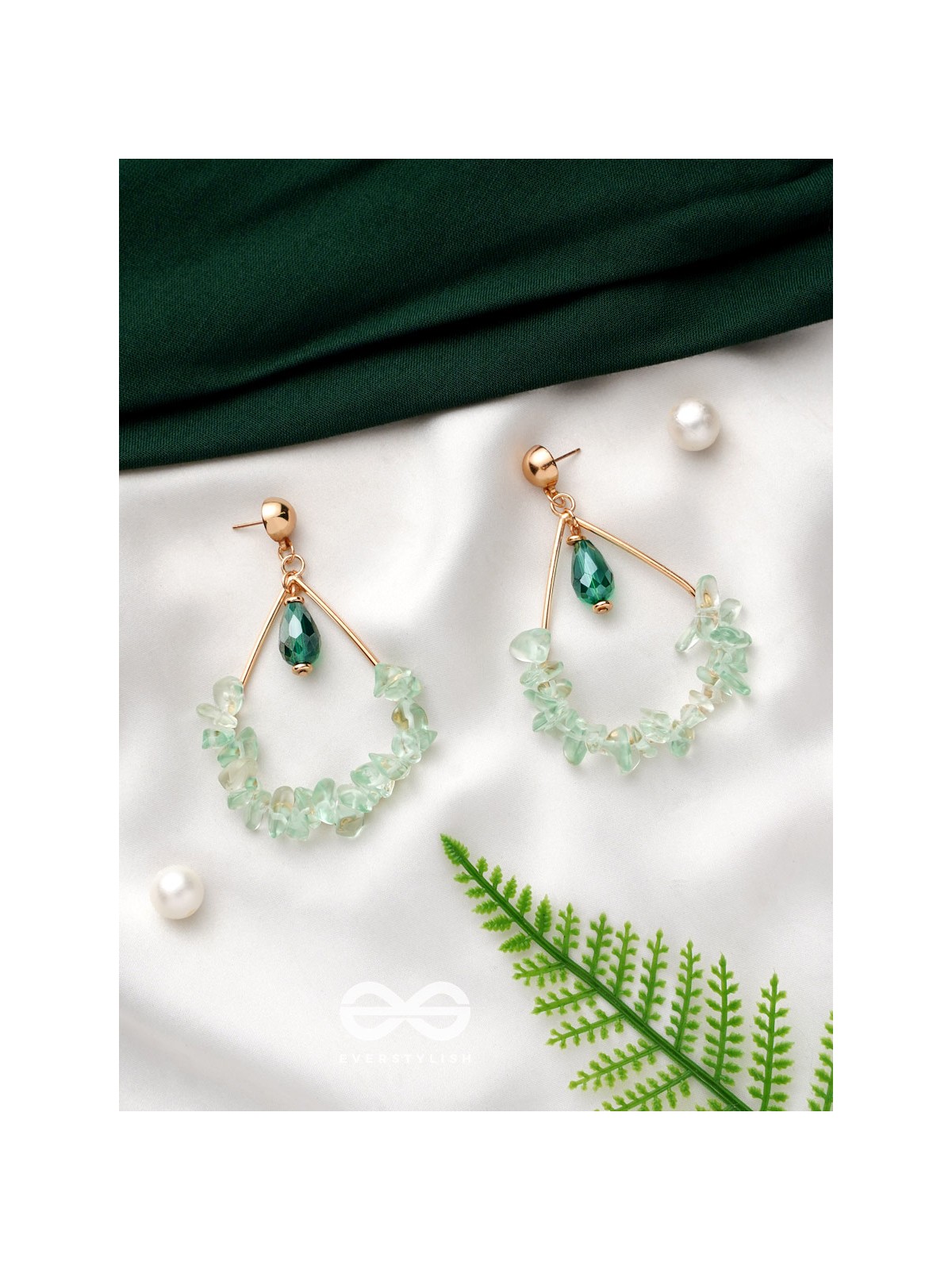 The Frosted Forest- Golden Embellished Earrings