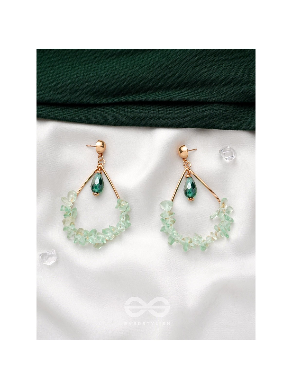 The Frosted Forest- Golden Embellished Earrings