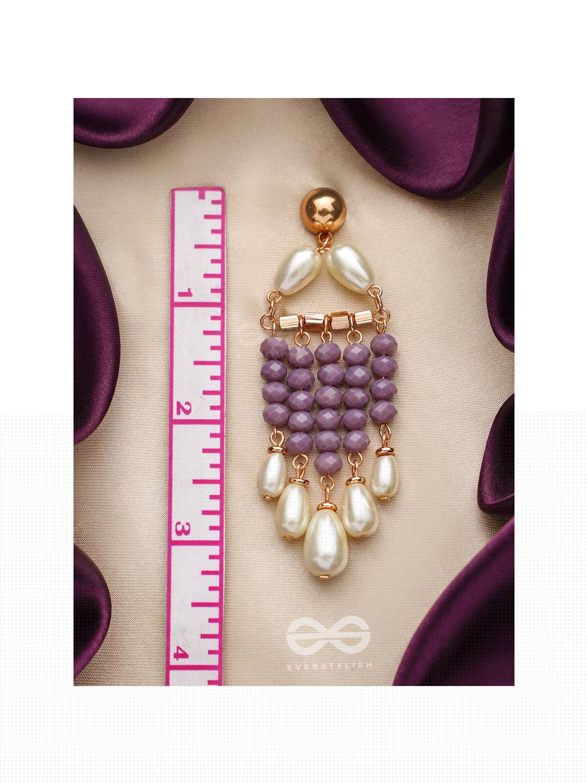 The Violet Paradise- Golden Embellished Pearl Earrings