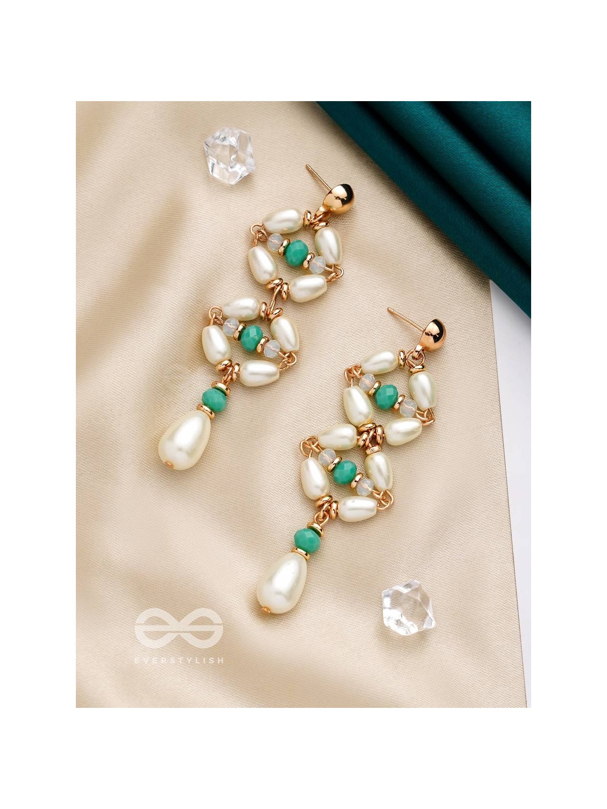 The White Willow- Golden Embellished Pearl Earrings