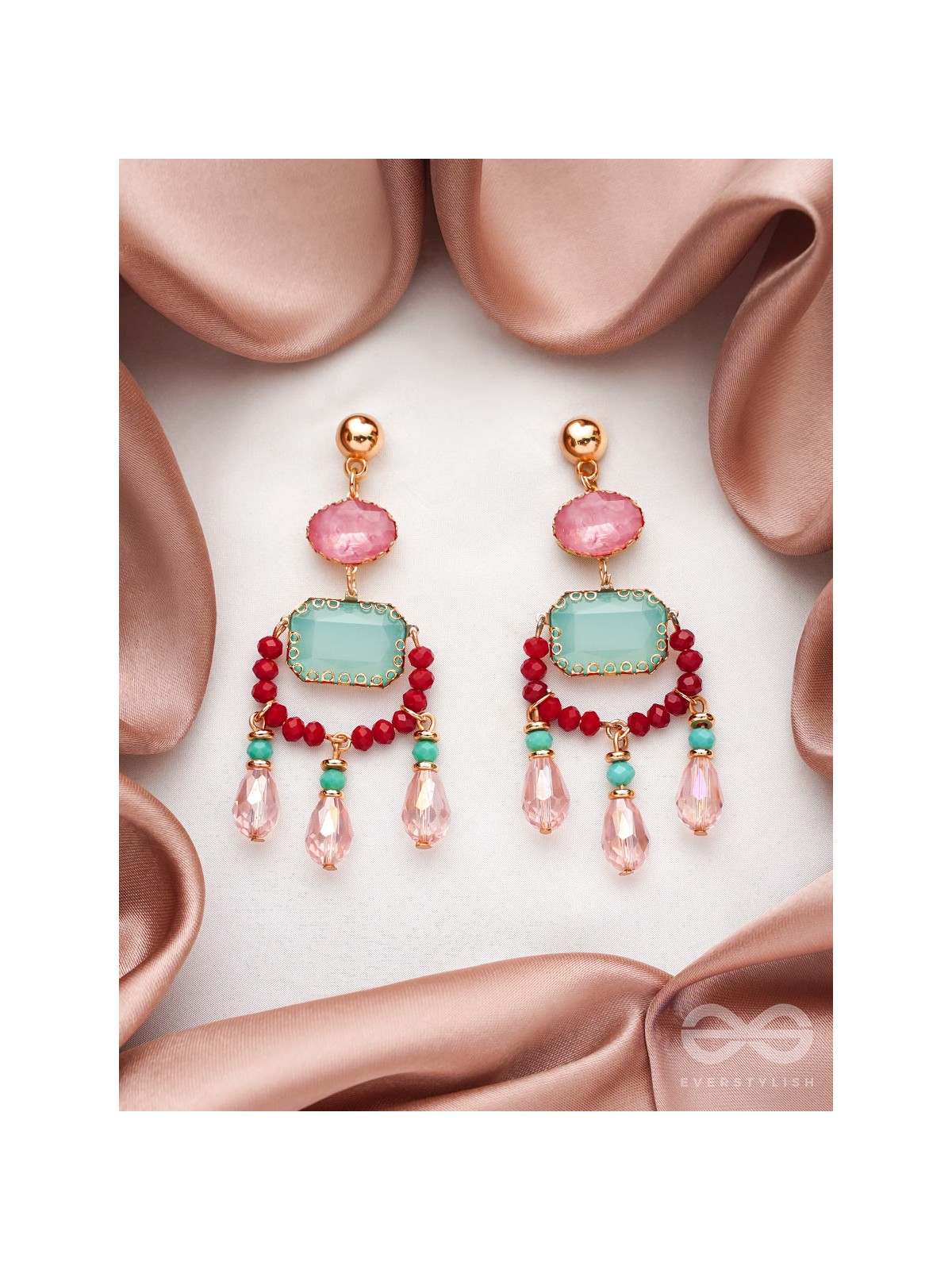 The Blazing Lantern- Golden Embellished Earrings