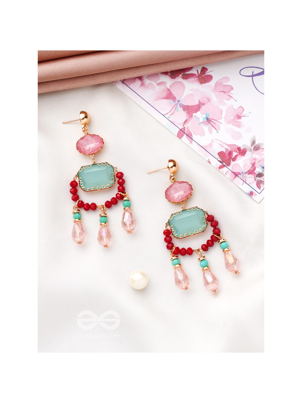 The Blazing Lantern- Golden Embellished Earrings