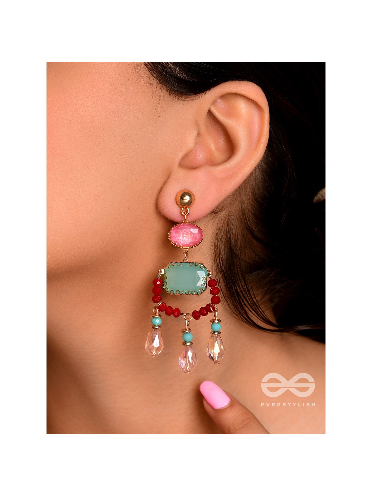 The Blazing Lantern- Golden Embellished Earrings