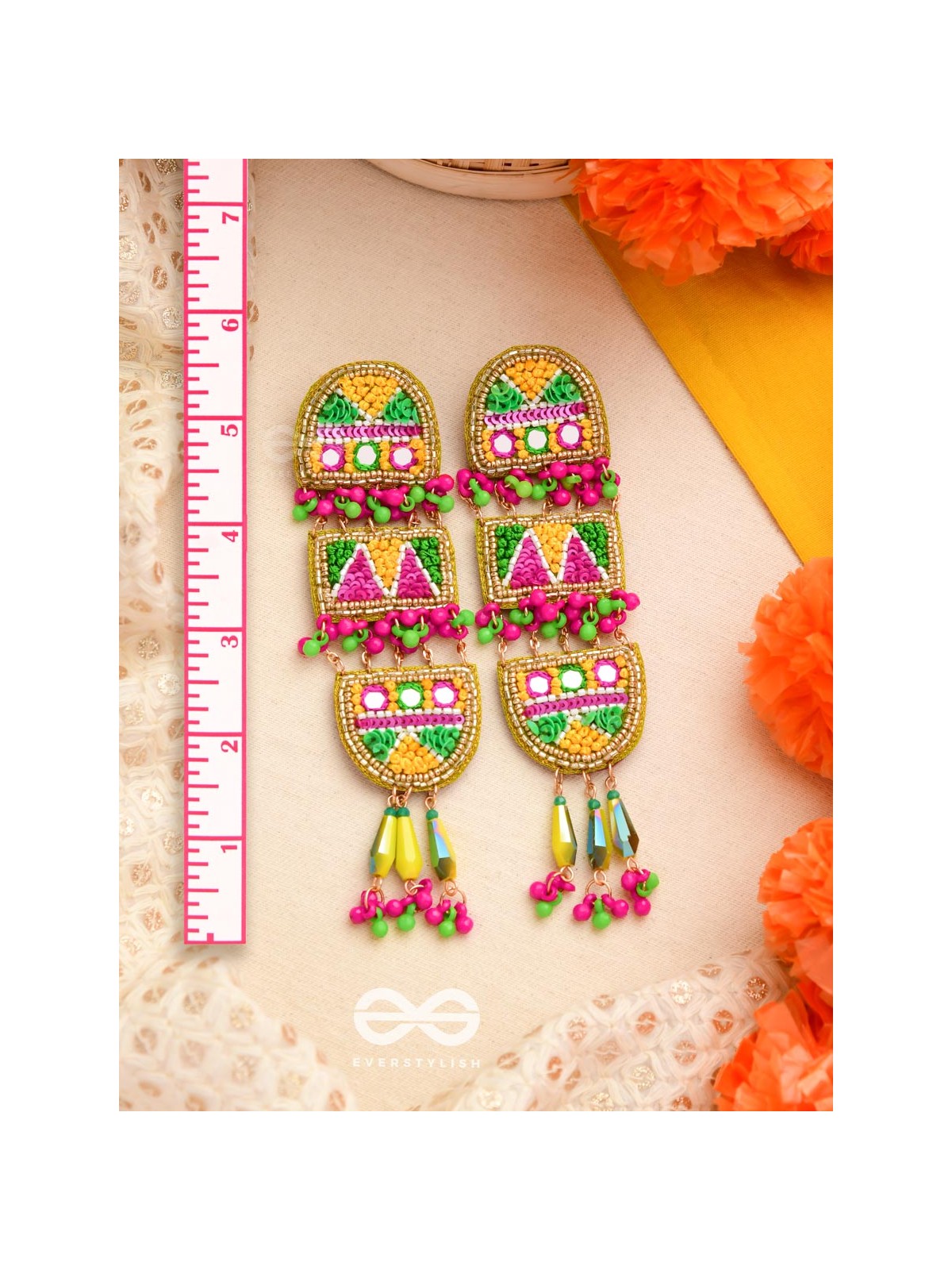 Udyaanaka - The Graceful Garden - Beads, Sequins And Resham Hand Embroidered Earrings