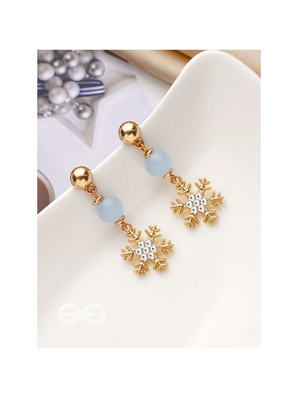 The Gilted Snowflake- Golden Embellished Earrings
