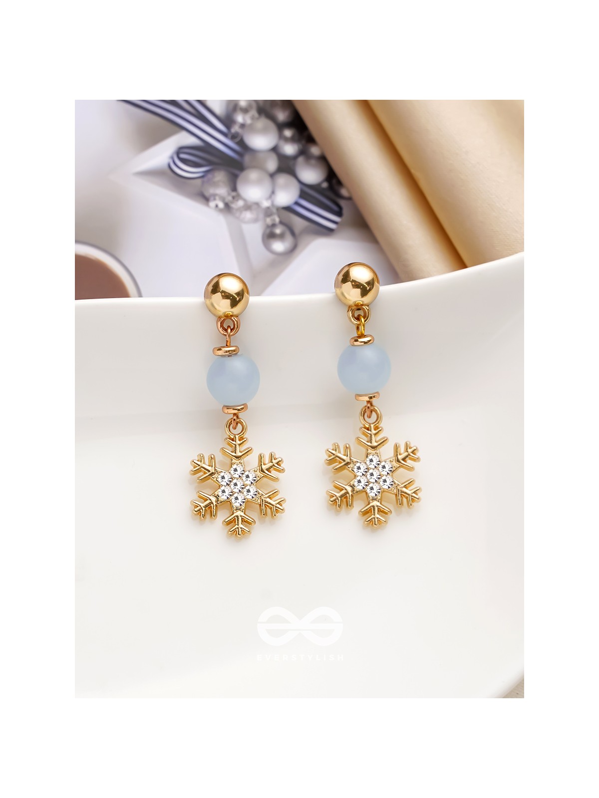 The Gilted Snowflake- Golden Embellished Earrings