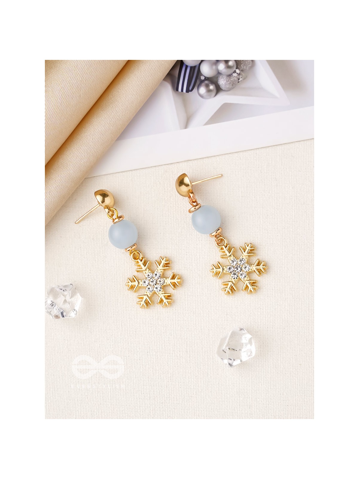 The Gilted Snowflake- Golden Embellished Earrings