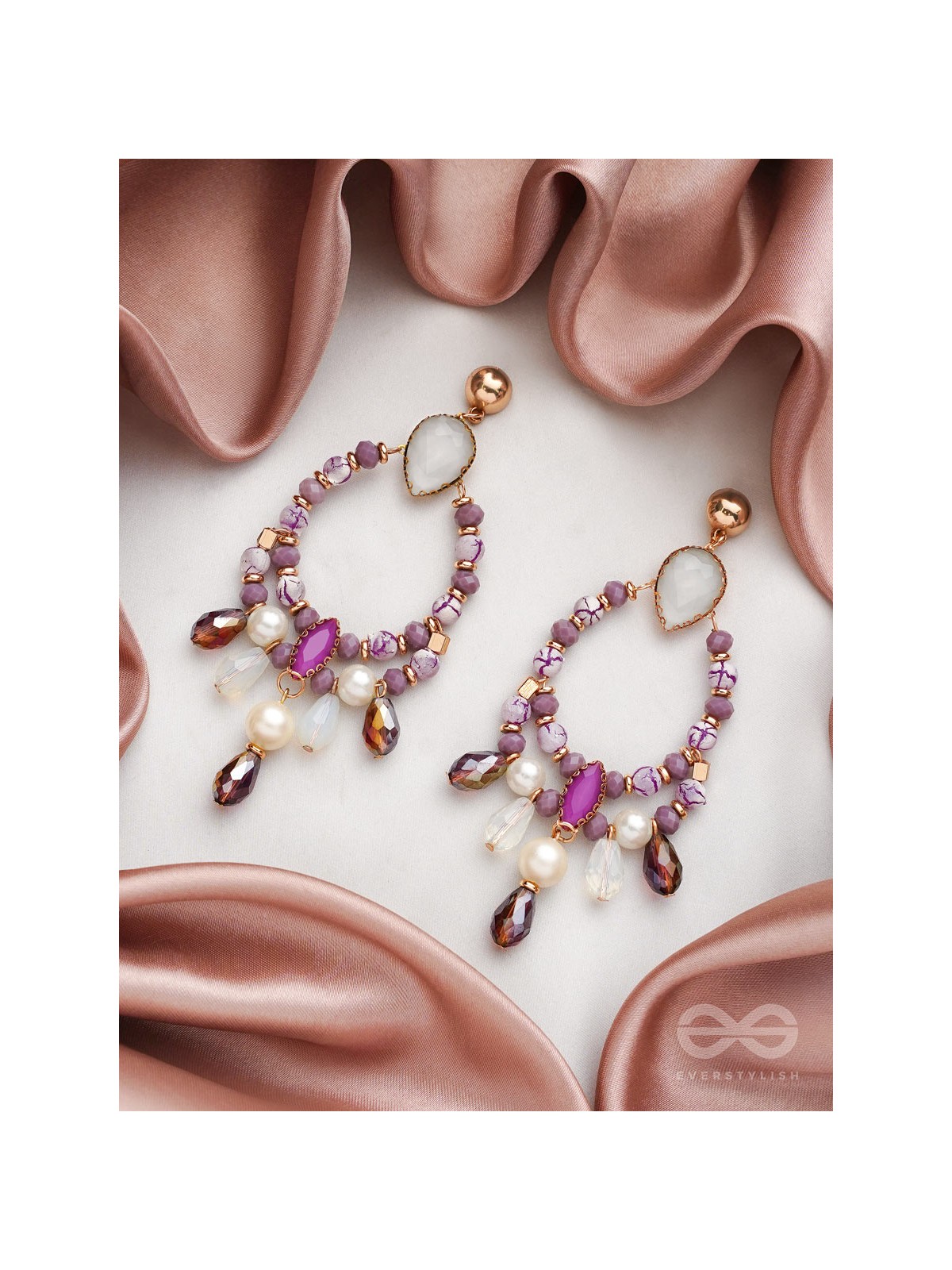 The Lavender Haze- Golden Embellished Earrings