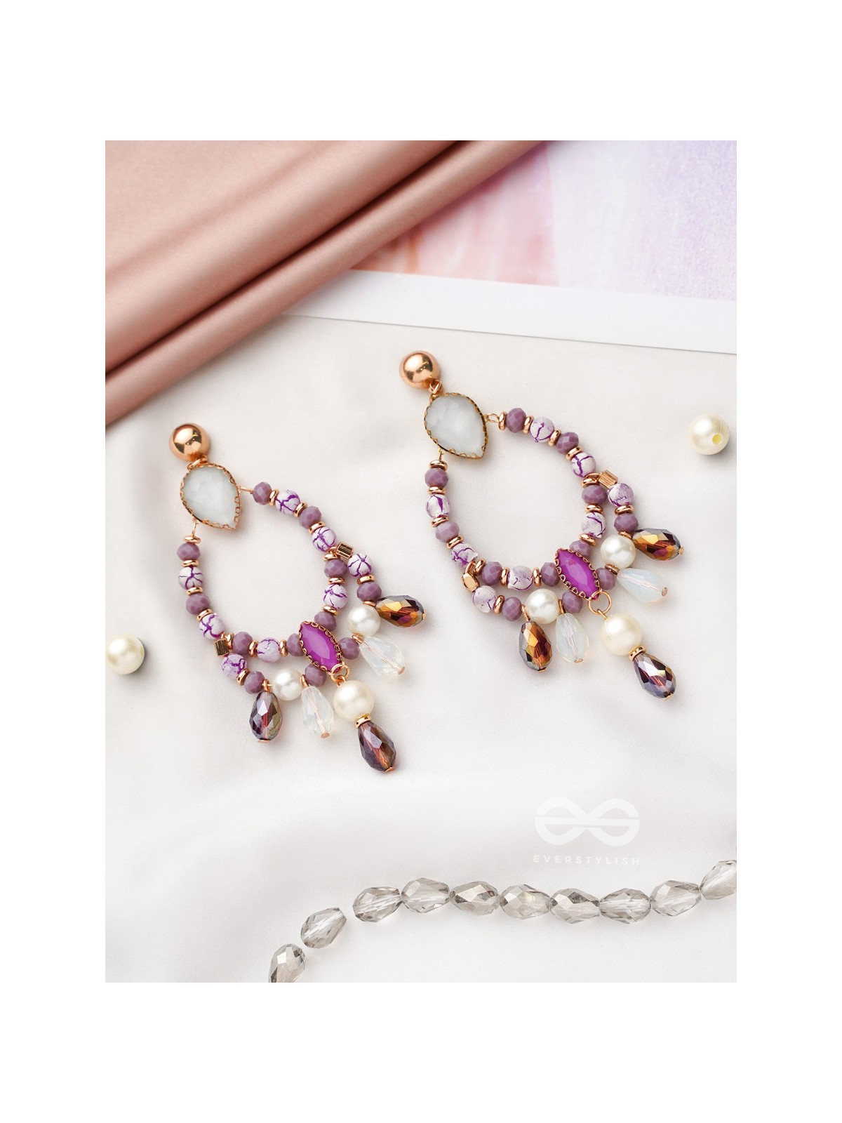 The Lavender Haze- Golden Embellished Earrings