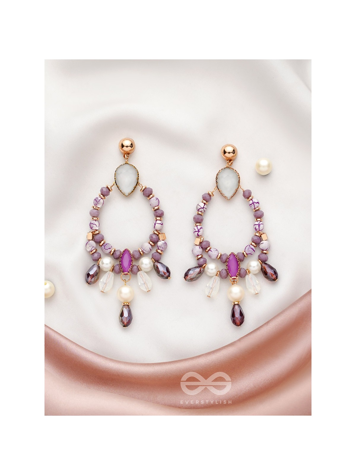 The Lavender Haze- Golden Embellished Earrings