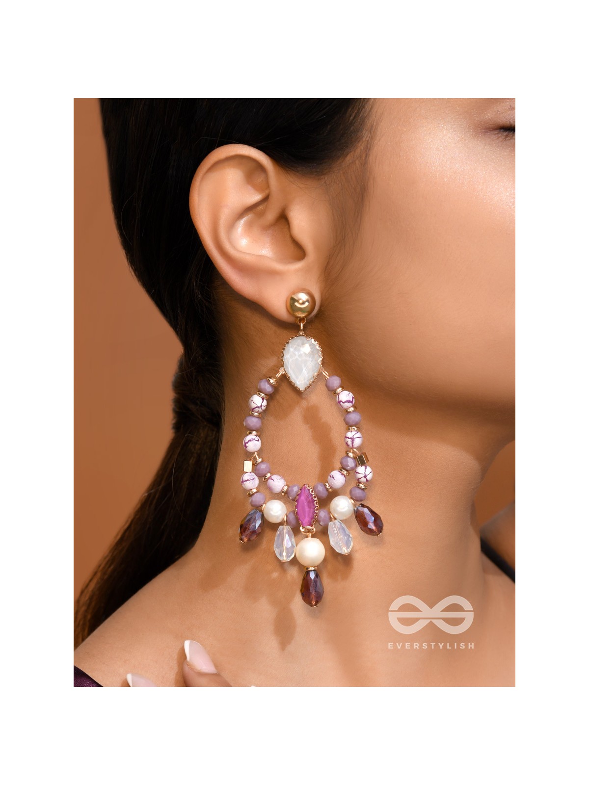 The Lavender Haze- Golden Embellished Earrings