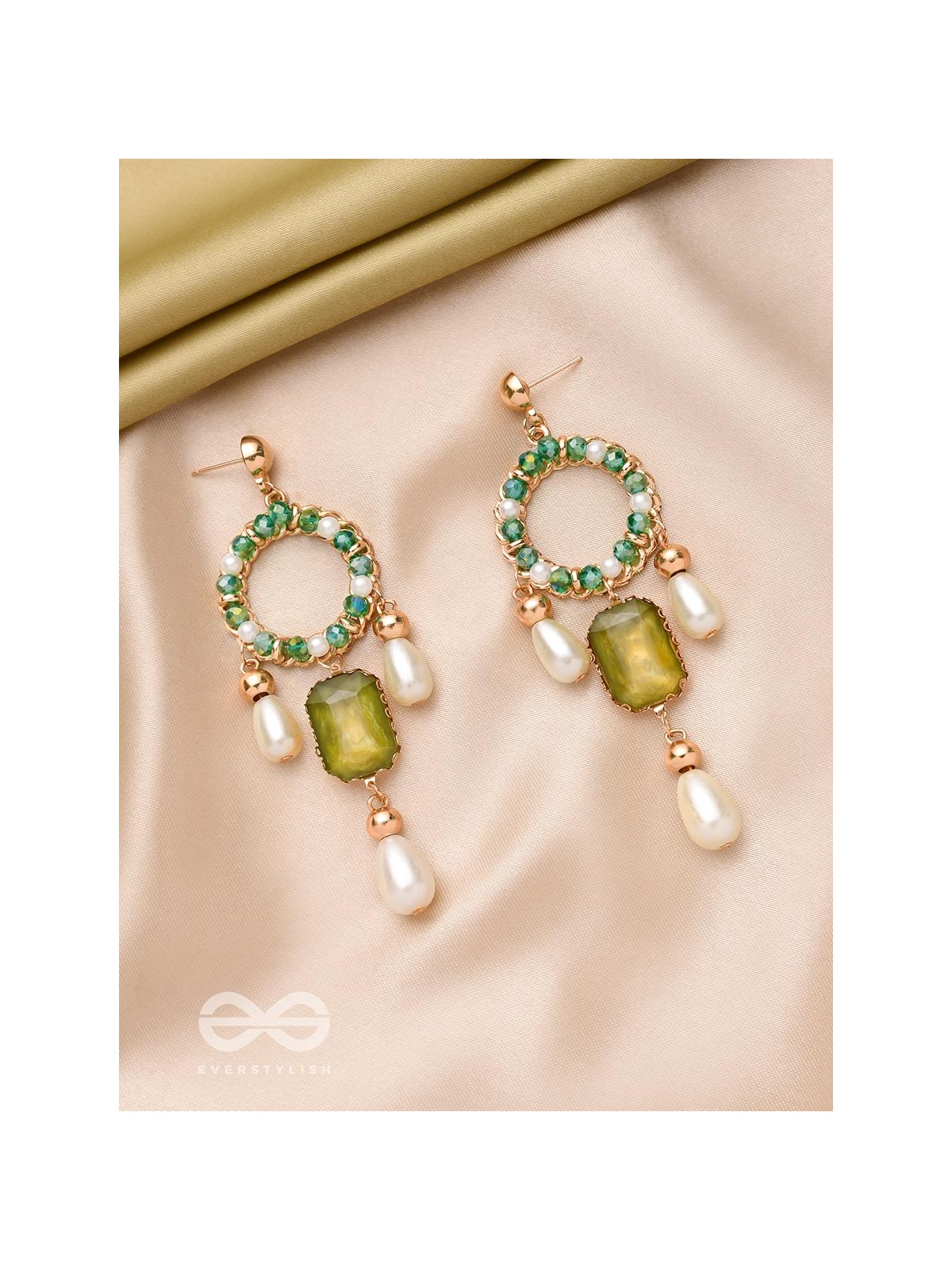 The Jade Mirror- Golden Pearl Earrings