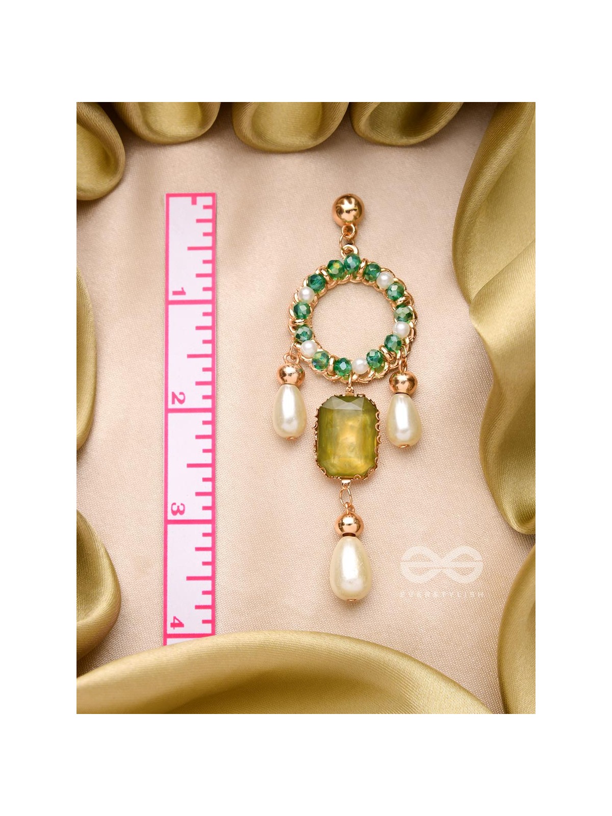 The Jade Mirror- Golden Pearl Earrings