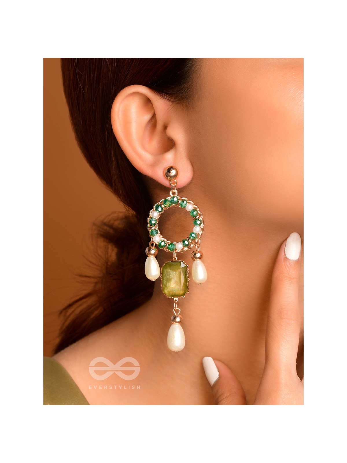The Jade Mirror- Golden Pearl Earrings