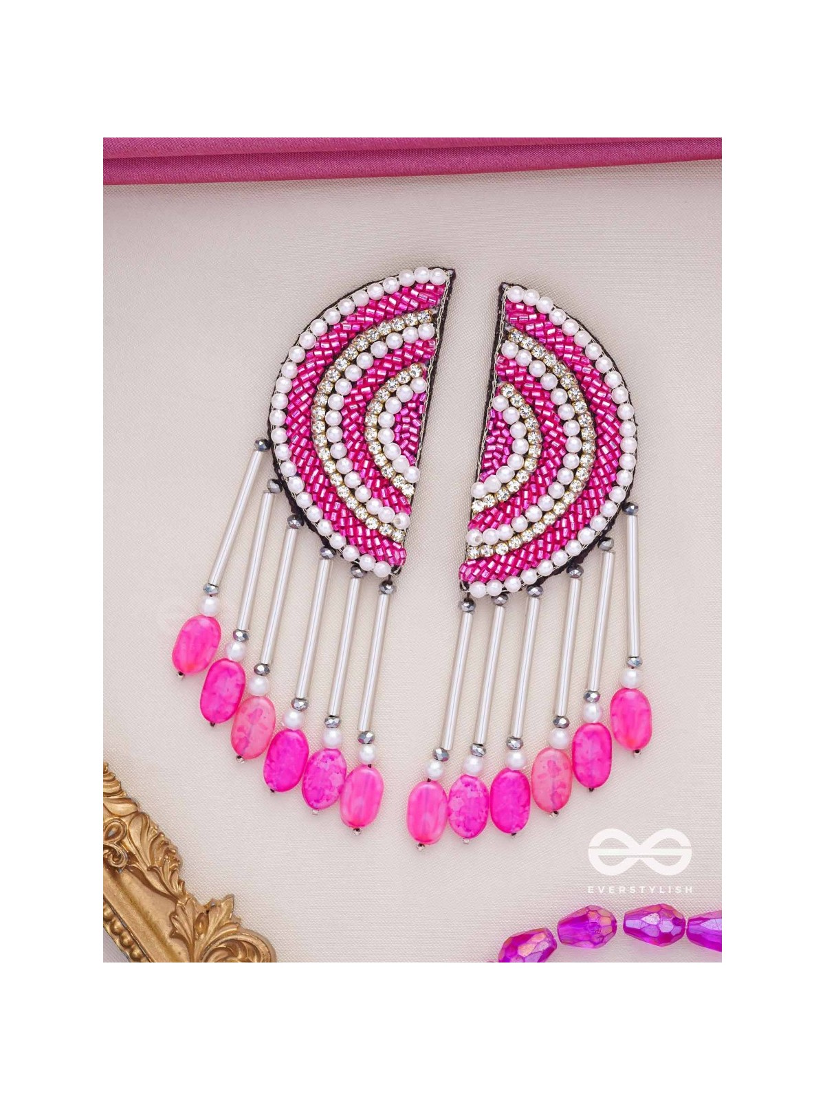 Tamarasi - The Lotus Pond - Beads And Cutdana Hand Embroidered Earrings