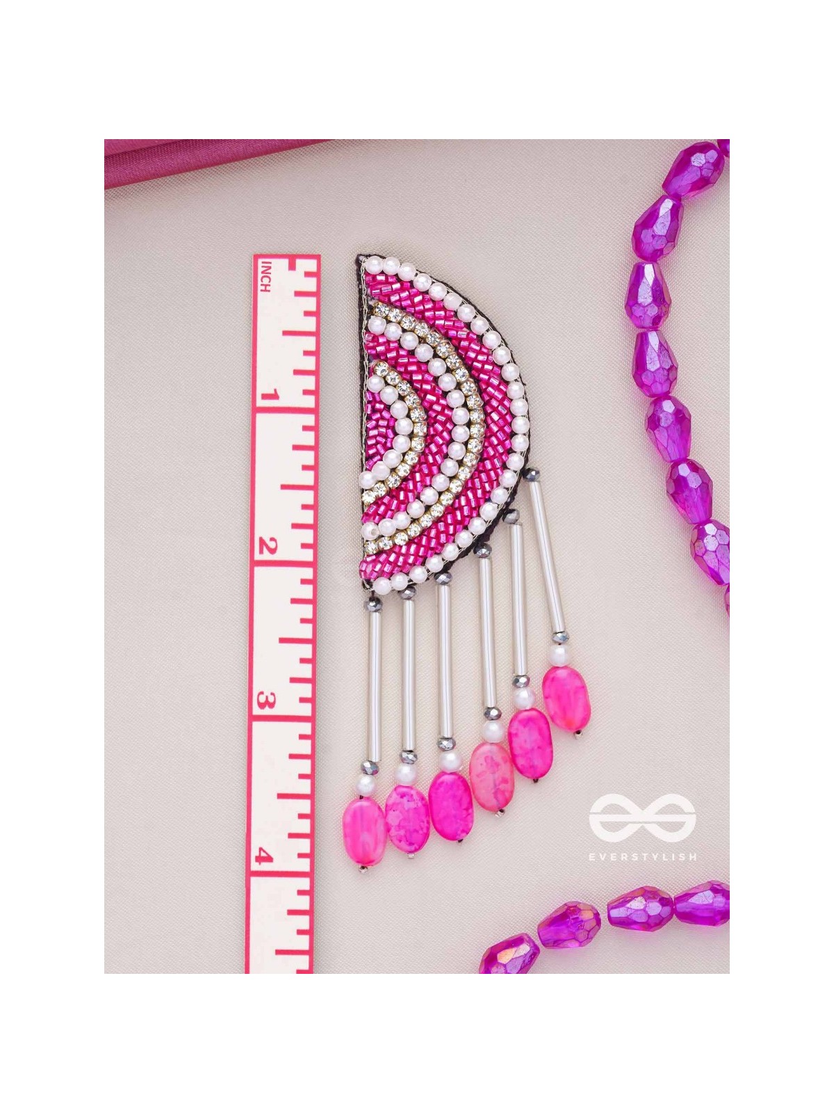 Tamarasi - The Lotus Pond - Beads And Cutdana Hand Embroidered Earrings