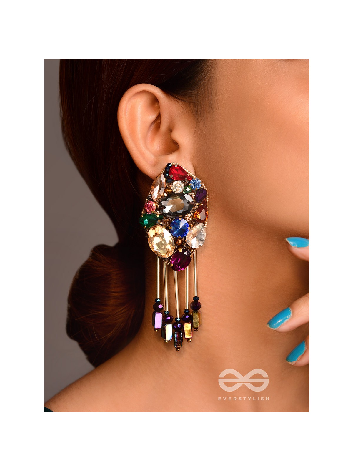 Akshipta - The Beach Treasures - Stones And Beads Hand Embroidered Earrings