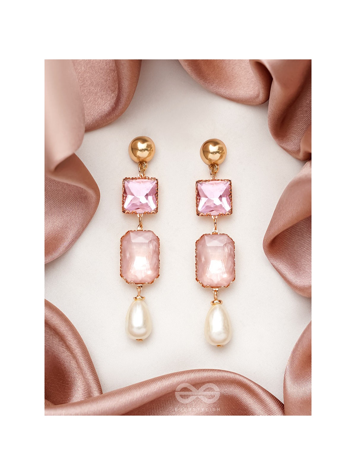 The Lady's Slipper Orchid- Golden Pearl Earrings