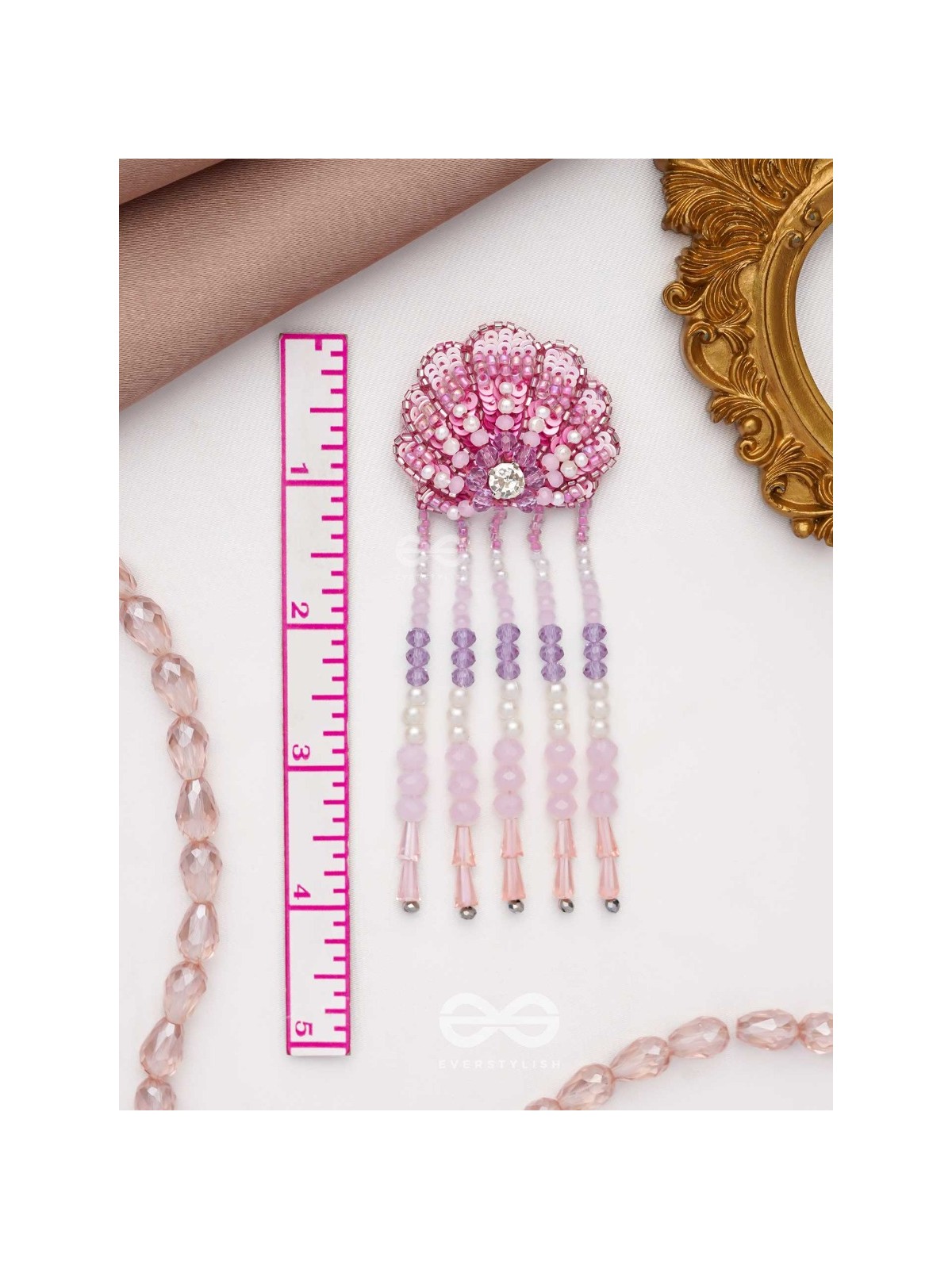 Srautika- The Pearl Shell - Pearls, Stones and Sequins Embroidered Earrings