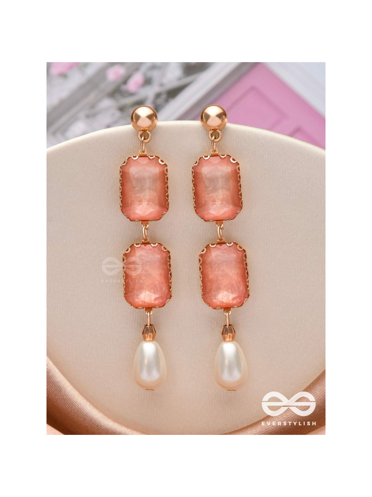 The Purple Prose- Golden Pearl Earrings