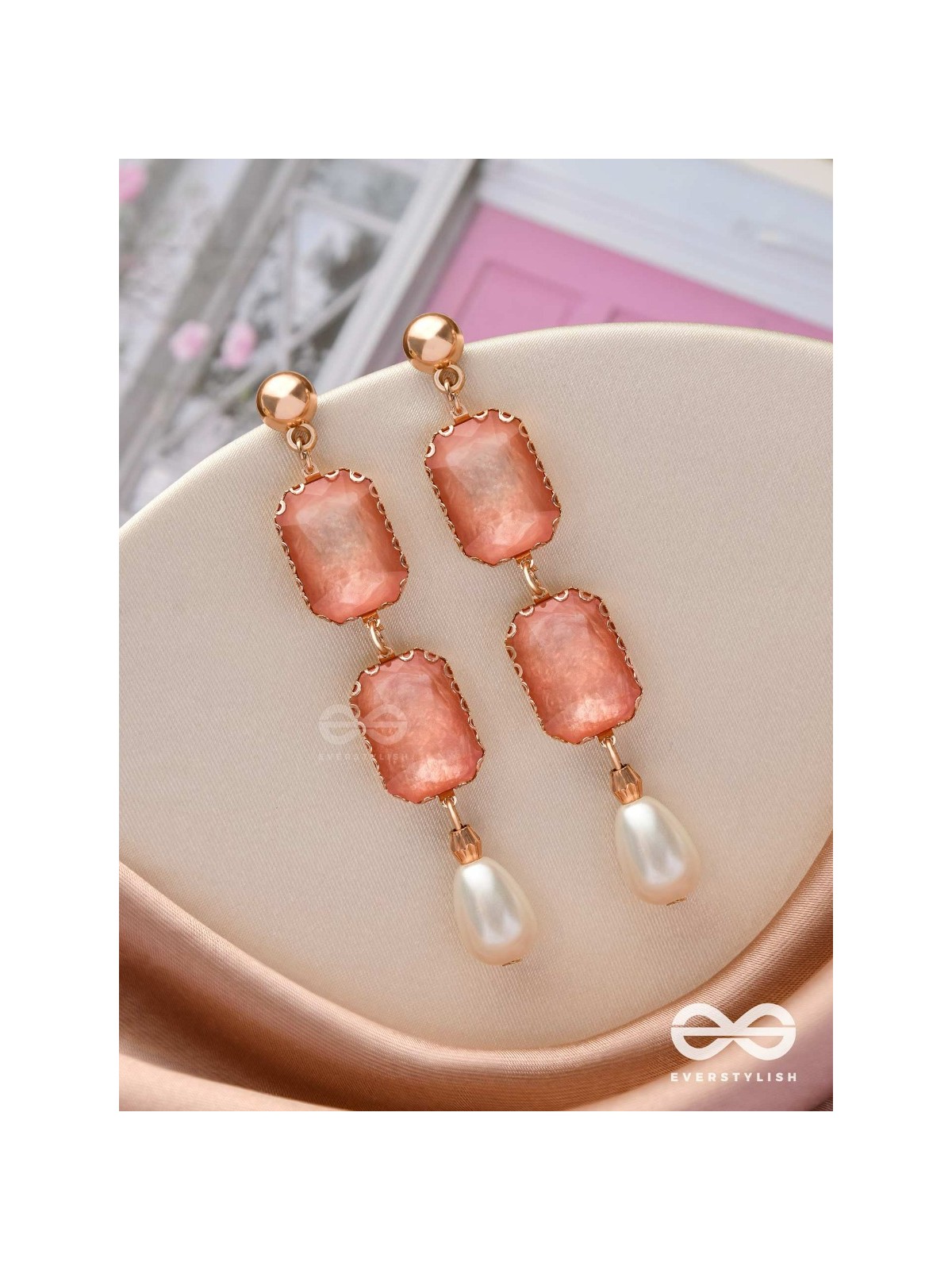 The Purple Prose- Golden Pearl Earrings