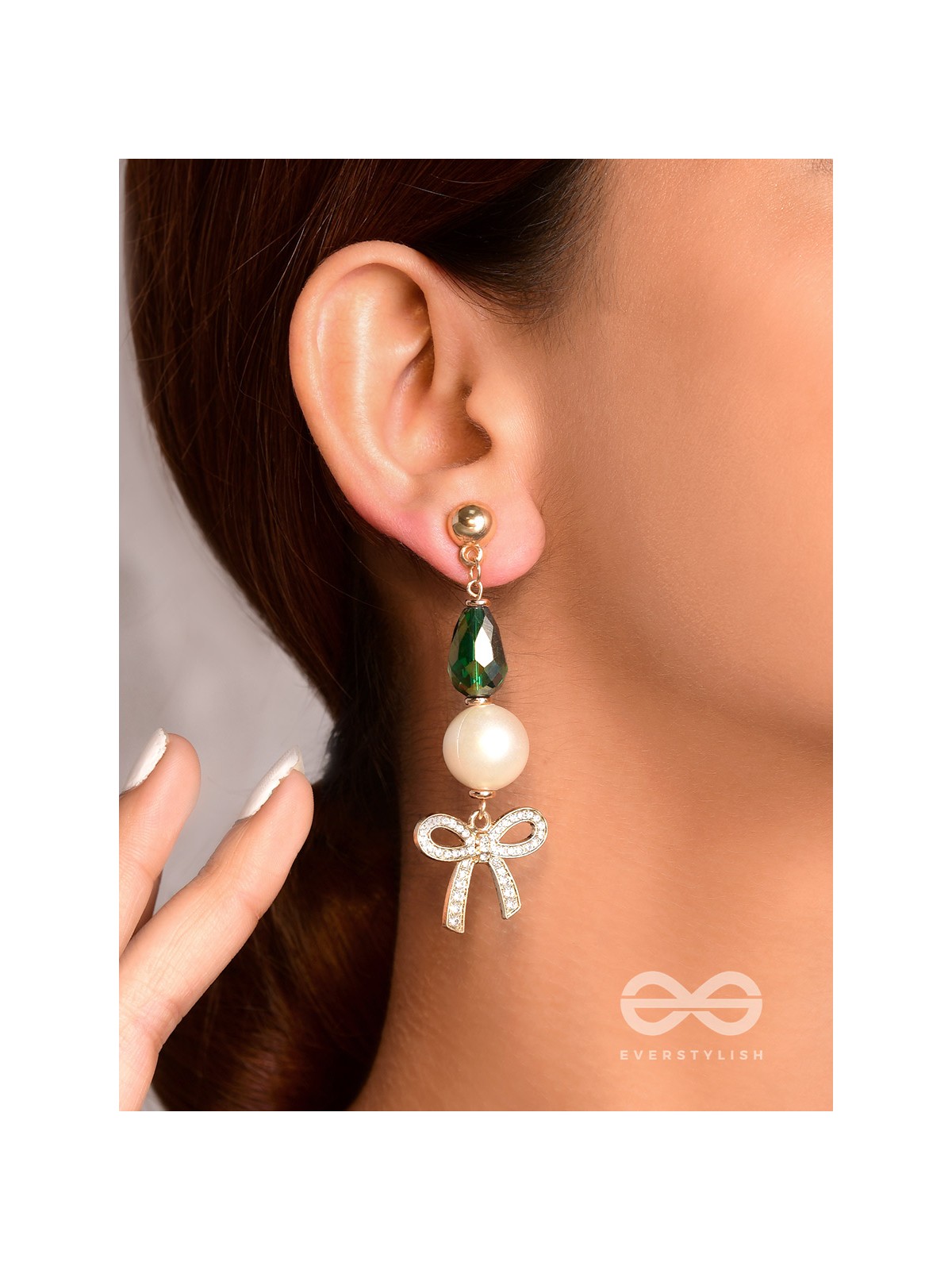 The Bow Bling- Golden Pearl Earrings