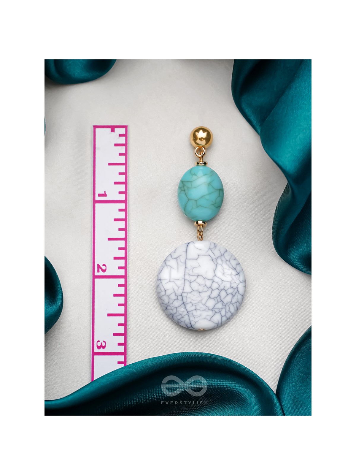 True Blue- Golden Embellished Earrings