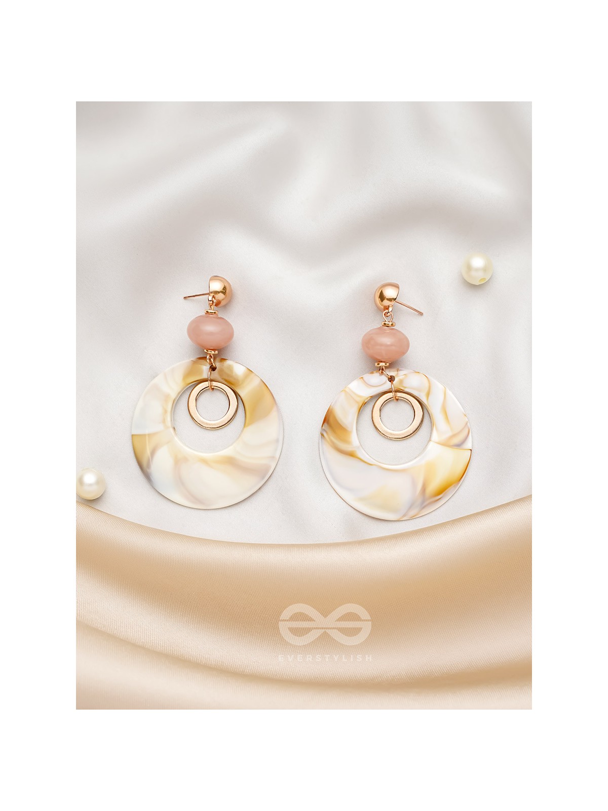 The Beige Wonder- Golden Embellished Earrings