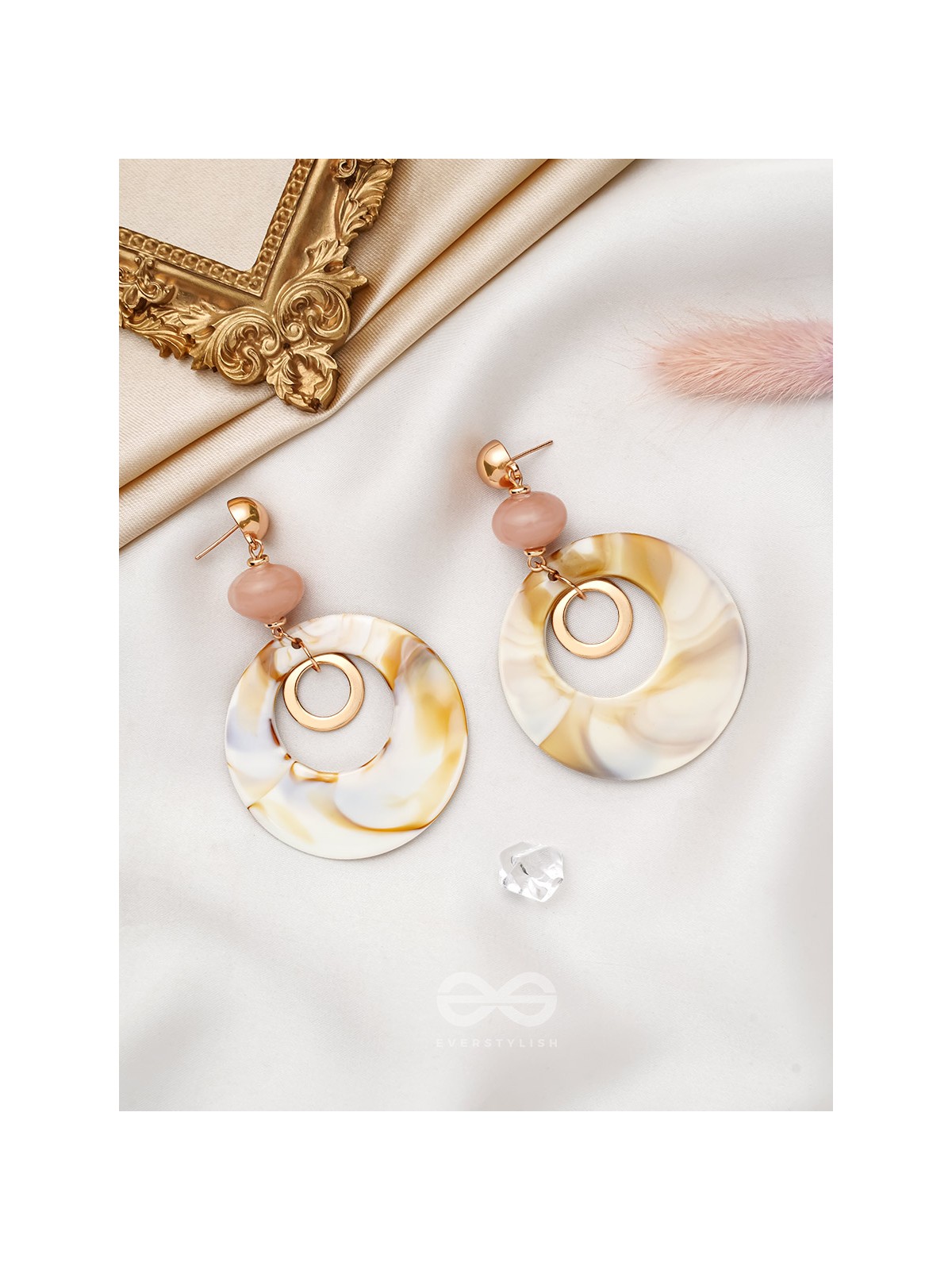 The Beige Wonder- Golden Embellished Earrings