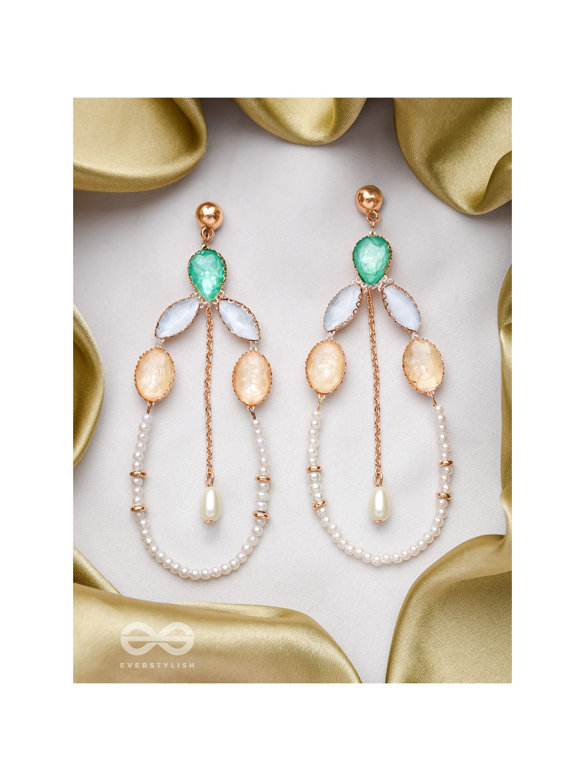 The Rainbow Vines- Golden Embellished Earrings