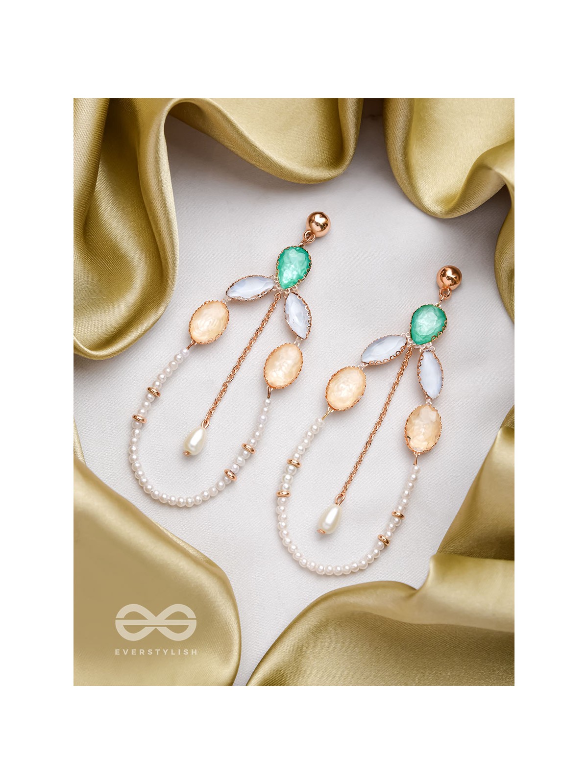 The Rainbow Vines- Golden Embellished Earrings