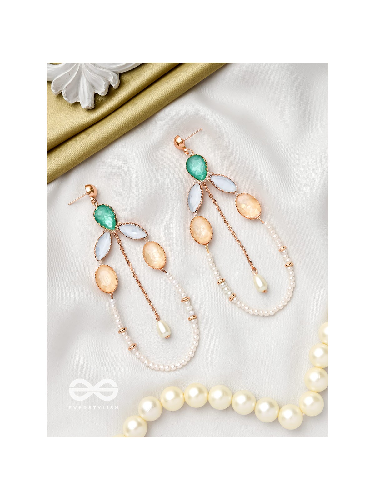 The Rainbow Vines- Golden Embellished Earrings