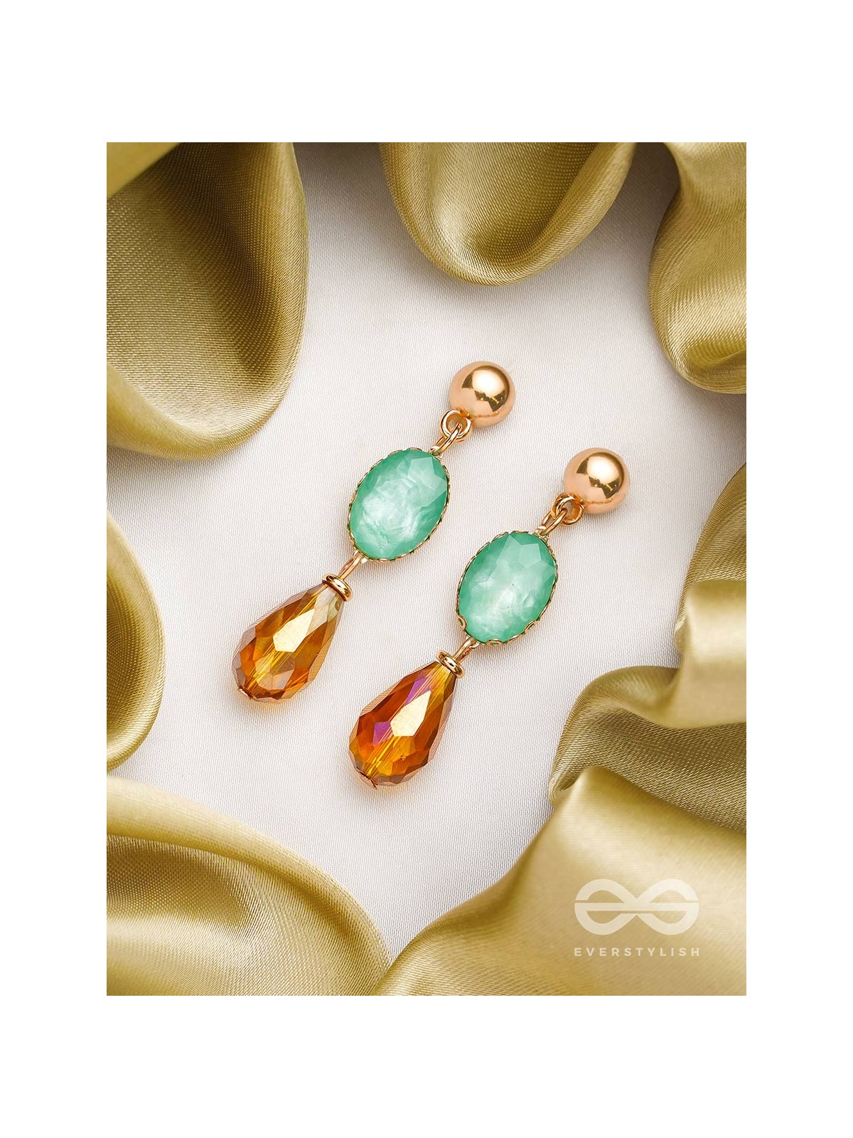 The Magic Mirror- Golden Embellished Earrings