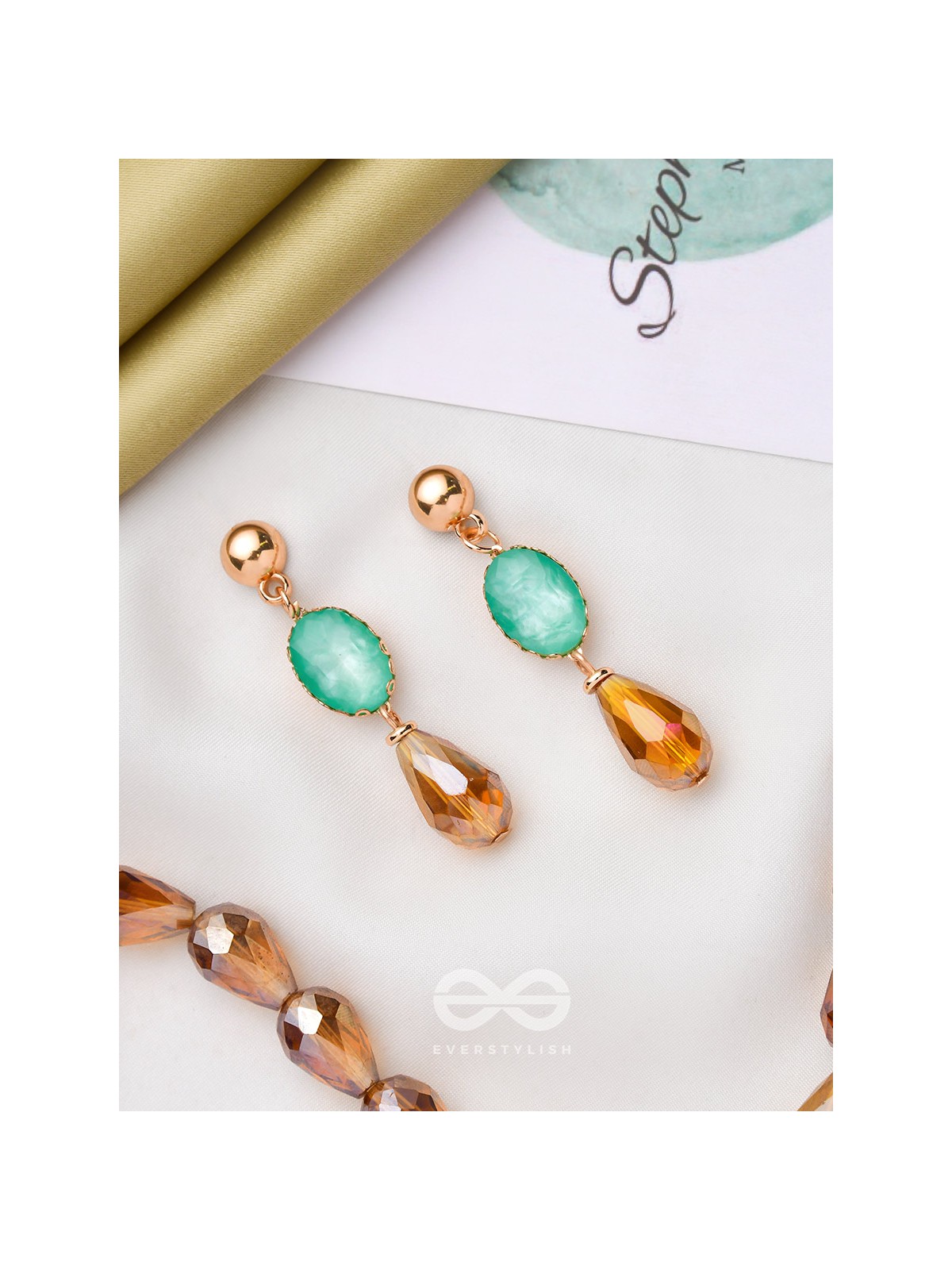 The Magic Mirror- Golden Embellished Earrings