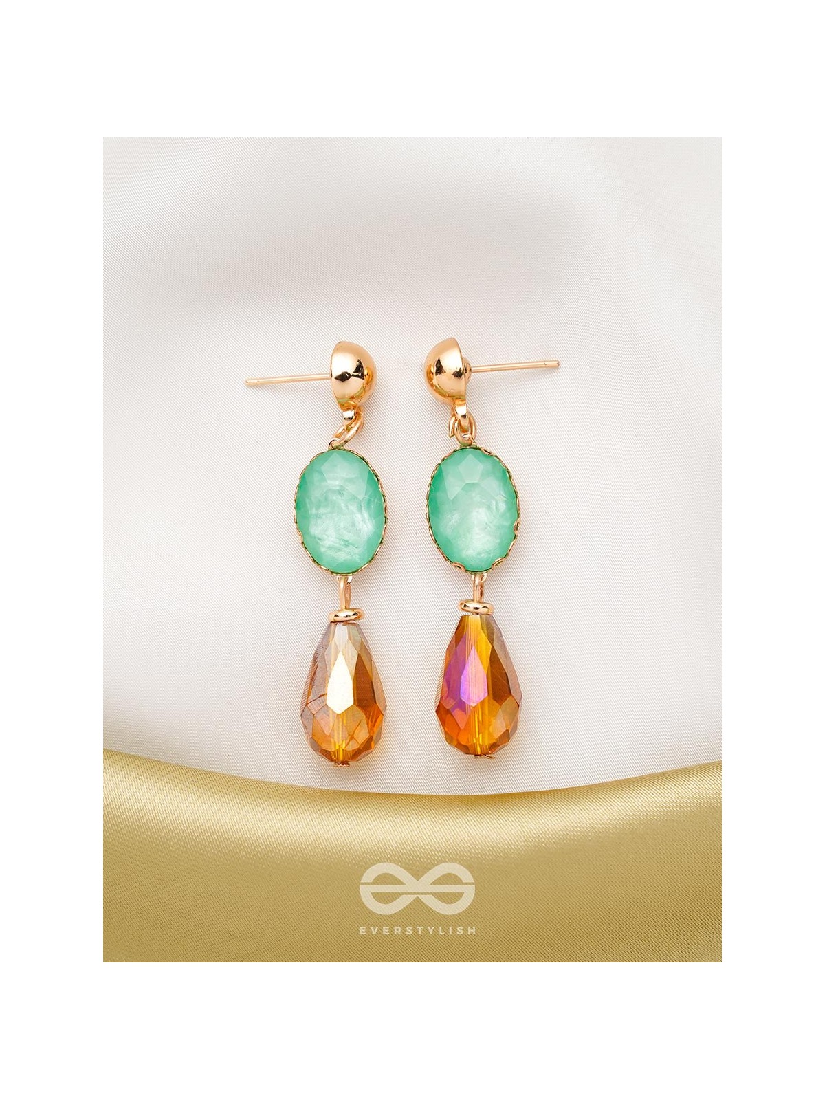 The Magic Mirror- Golden Embellished Earrings