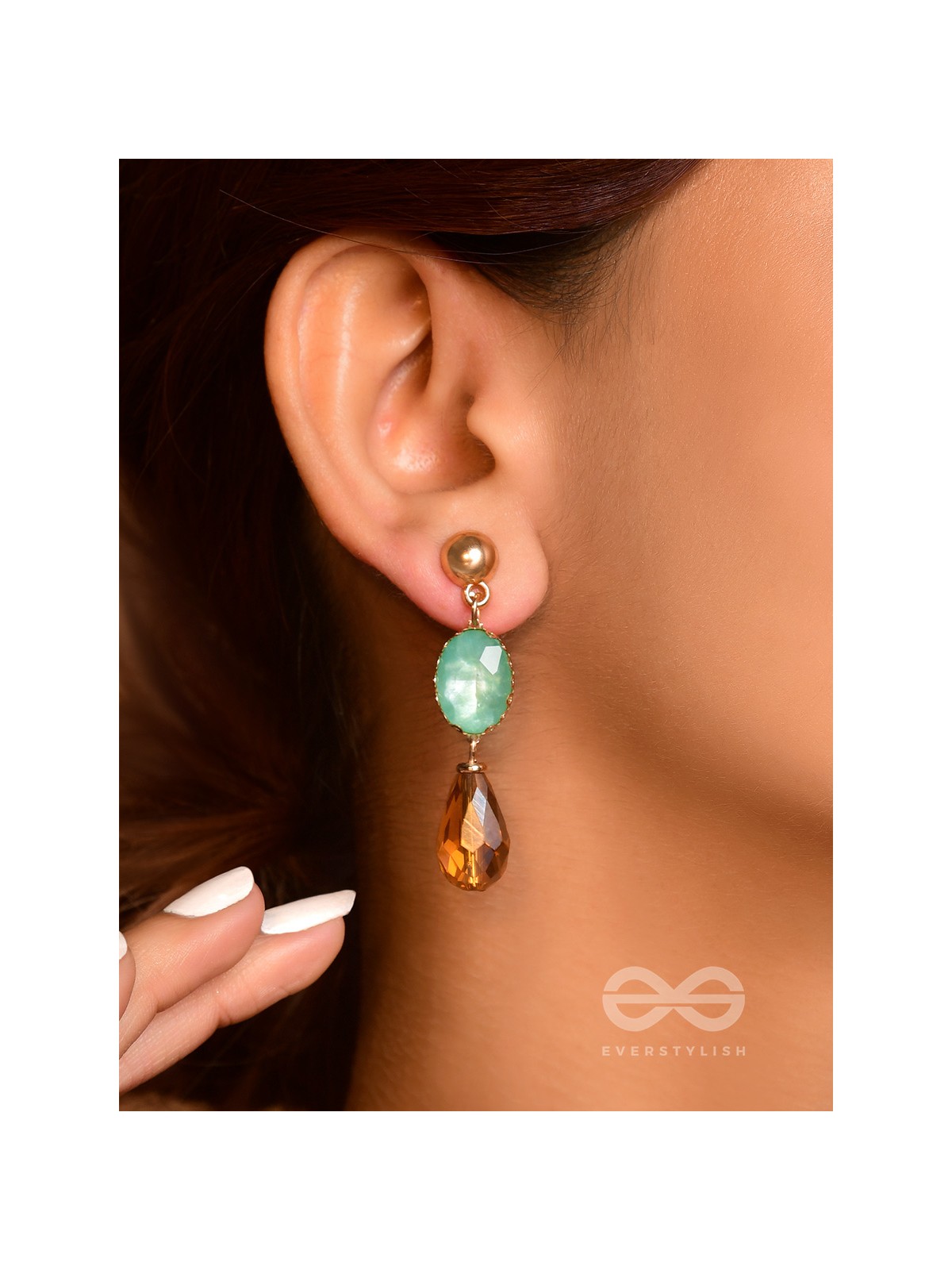 The Magic Mirror- Golden Embellished Earrings